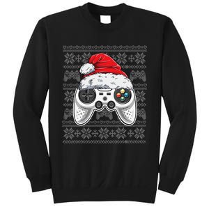 Funny Gamer Controller Gaming Gift Boys Christmas Santa Hat Sweatshirt