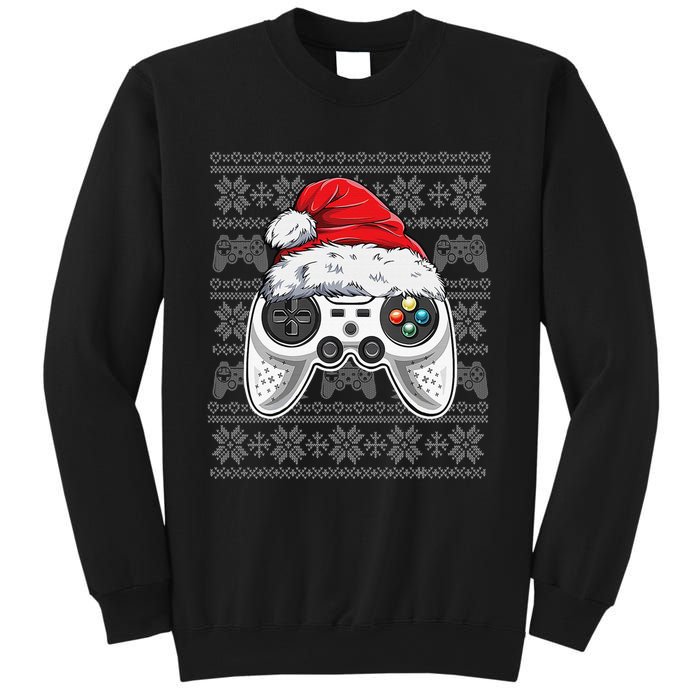 Funny Gamer Controller Gaming Gift Boys Christmas Santa Hat Sweatshirt