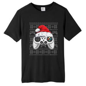 Funny Gamer Controller Gaming Gift Boys Christmas Santa Hat Tall Fusion ChromaSoft Performance T-Shirt