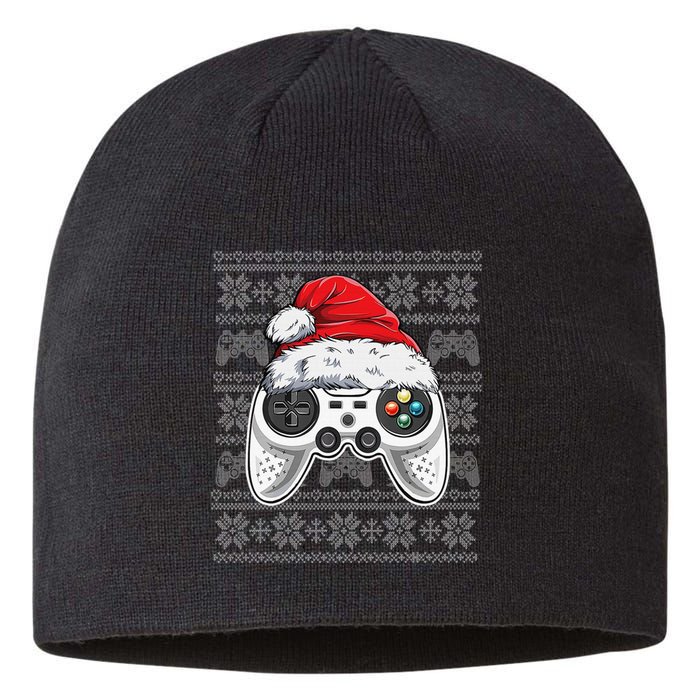 Funny Gamer Controller Gaming Gift Boys Christmas Santa Hat Sustainable Beanie