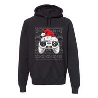 Funny Gamer Controller Gaming Gift Boys Christmas Santa Hat Premium Hoodie