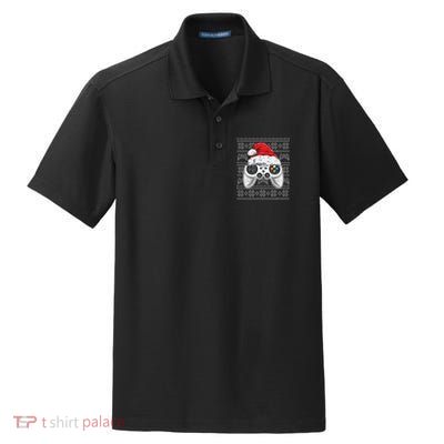 Funny Gamer Controller Gaming Gift Boys Christmas Santa Hat Dry Zone Grid Polo