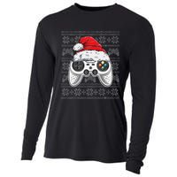 Funny Gamer Controller Gaming Gift Boys Christmas Santa Hat Cooling Performance Long Sleeve Crew