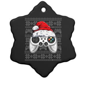 Funny Gamer Controller Gaming Gift Boys Christmas Santa Hat Ceramic Star Ornament