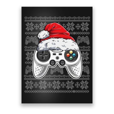 Funny Gamer Controller Gaming Gift Boys Christmas Santa Hat Poster