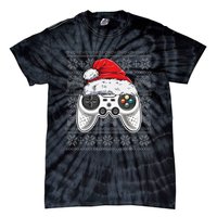 Funny Gamer Controller Gaming Gift Boys Christmas Santa Hat Tie-Dye T-Shirt