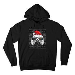 Funny Gamer Controller Gaming Gift Boys Christmas Santa Hat Tall Hoodie