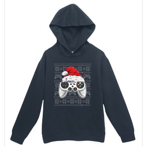 Funny Gamer Controller Gaming Gift Boys Christmas Santa Hat Urban Pullover Hoodie