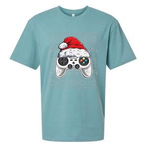 Funny Gamer Controller Gaming Gift Boys Christmas Santa Hat Sueded Cloud Jersey T-Shirt