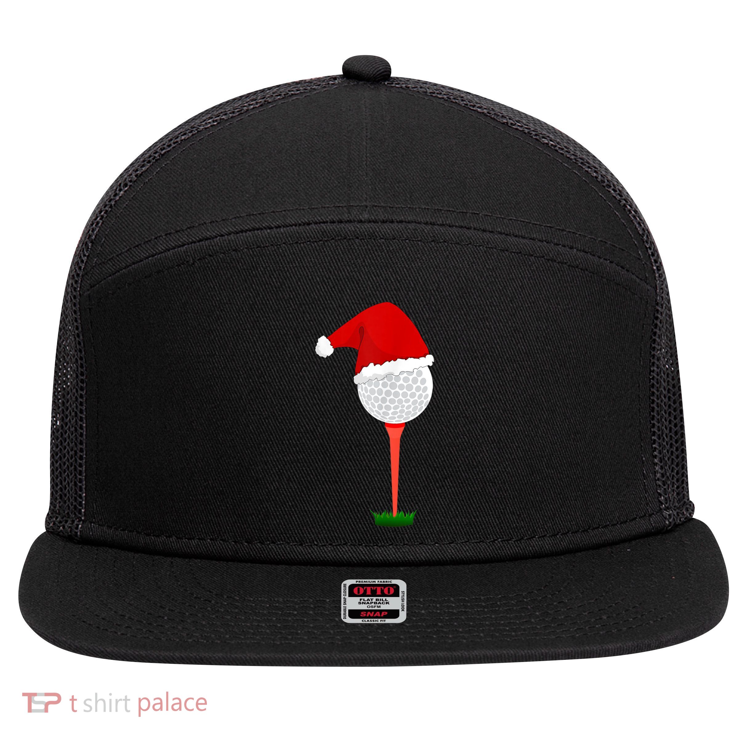 Funny Golfing Christmas Holiday Golf Ball 7 Panel Mesh Trucker Snapback Hat