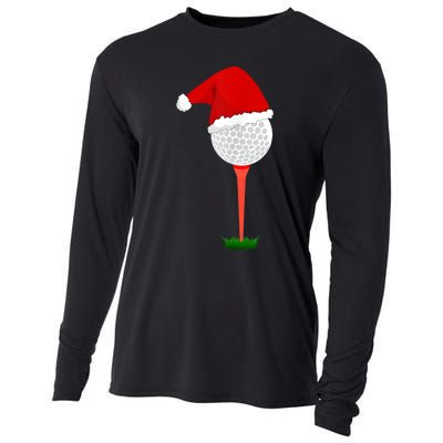 Funny Golfing Christmas Holiday Golf Ball Cooling Performance Long Sleeve Crew