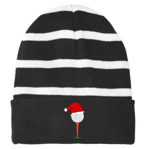 Funny Golfing Christmas Holiday Golf Ball Striped Beanie with Solid Band