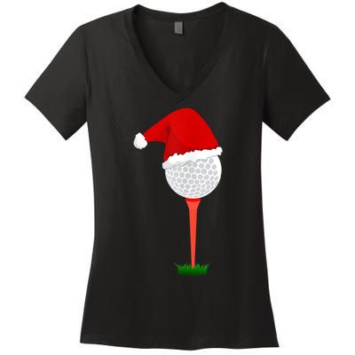 Funny Golfing Christmas Holiday Golf Ball Women's V-Neck T-Shirt