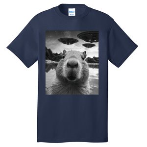 Funny Graphic Capybara Selfie With Ufos Weird Tall T-Shirt