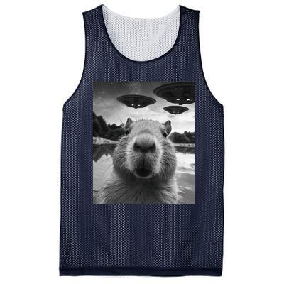 Funny Graphic Capybara Selfie With Ufos Weird Mesh Reversible Basketball Jersey Tank