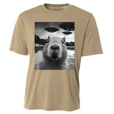 Funny Graphic Capybara Selfie With Ufos Weird Cooling Performance Crew T-Shirt