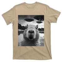 Funny Graphic Capybara Selfie With Ufos Weird T-Shirt