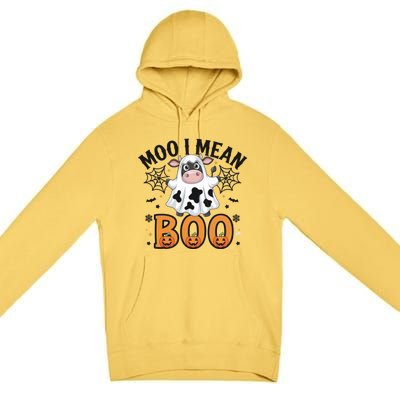 Funny Ghost Cow Moo I Mean Boo Cute Cow Halloween Gift Premium Pullover Hoodie