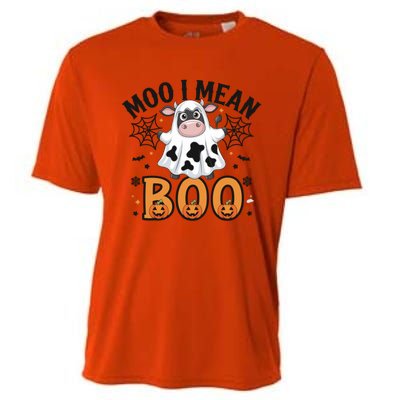 Funny Ghost Cow Moo I Mean Boo Cute Cow Halloween Gift Cooling Performance Crew T-Shirt