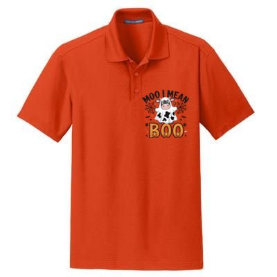 Funny Ghost Cow Moo I Mean Boo Cute Cow Halloween Gift Dry Zone Grid Polo