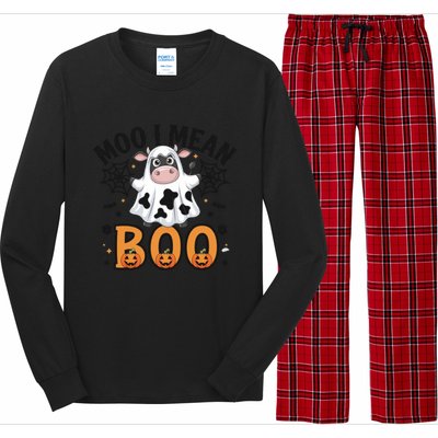 Funny Ghost Cow Moo I Mean Boo Cute Cow Halloween Gift Long Sleeve Pajama Set