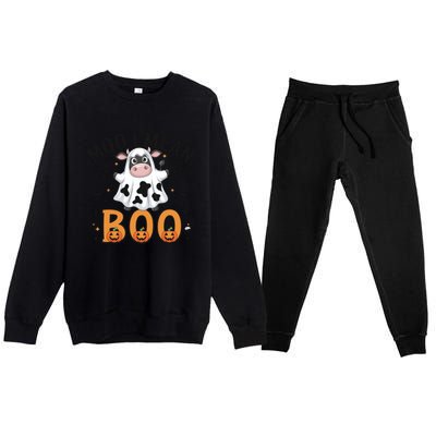 Funny Ghost Cow Moo I Mean Boo Cute Cow Halloween Gift Premium Crewneck Sweatsuit Set