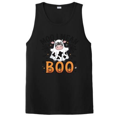 Funny Ghost Cow Moo I Mean Boo Cute Cow Halloween Gift PosiCharge Competitor Tank