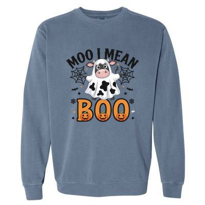 Funny Ghost Cow Moo I Mean Boo Cute Cow Halloween Gift Garment-Dyed Sweatshirt