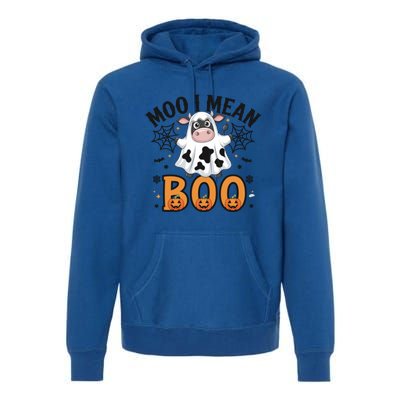 Funny Ghost Cow Moo I Mean Boo Cute Cow Halloween Gift Premium Hoodie