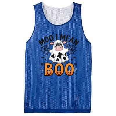 Funny Ghost Cow Moo I Mean Boo Cute Cow Halloween Gift Mesh Reversible Basketball Jersey Tank