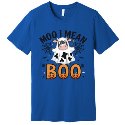 Funny Ghost Cow Moo I Mean Boo Cute Cow Halloween Gift Premium T-Shirt