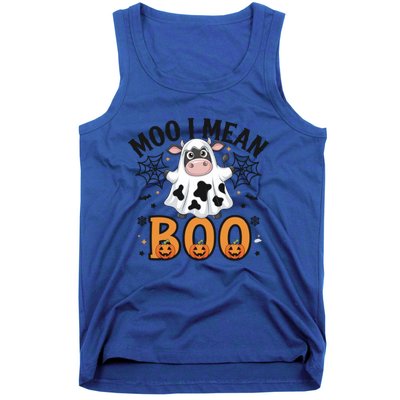 Funny Ghost Cow Moo I Mean Boo Cute Cow Halloween Gift Tank Top