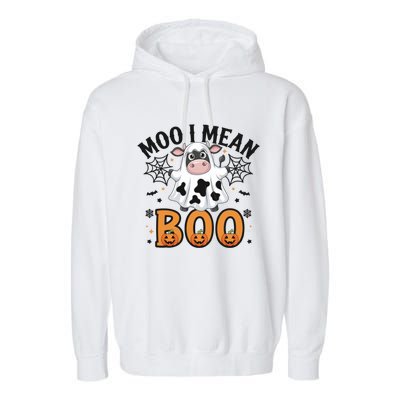 Funny Ghost Cow Moo I Mean Boo Cute Cow Halloween Gift Garment-Dyed Fleece Hoodie