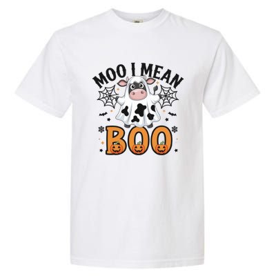 Funny Ghost Cow Moo I Mean Boo Cute Cow Halloween Gift Garment-Dyed Heavyweight T-Shirt