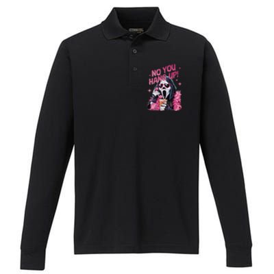 Funny Ghost Calling Halloween No You Hang Up Gift Performance Long Sleeve Polo