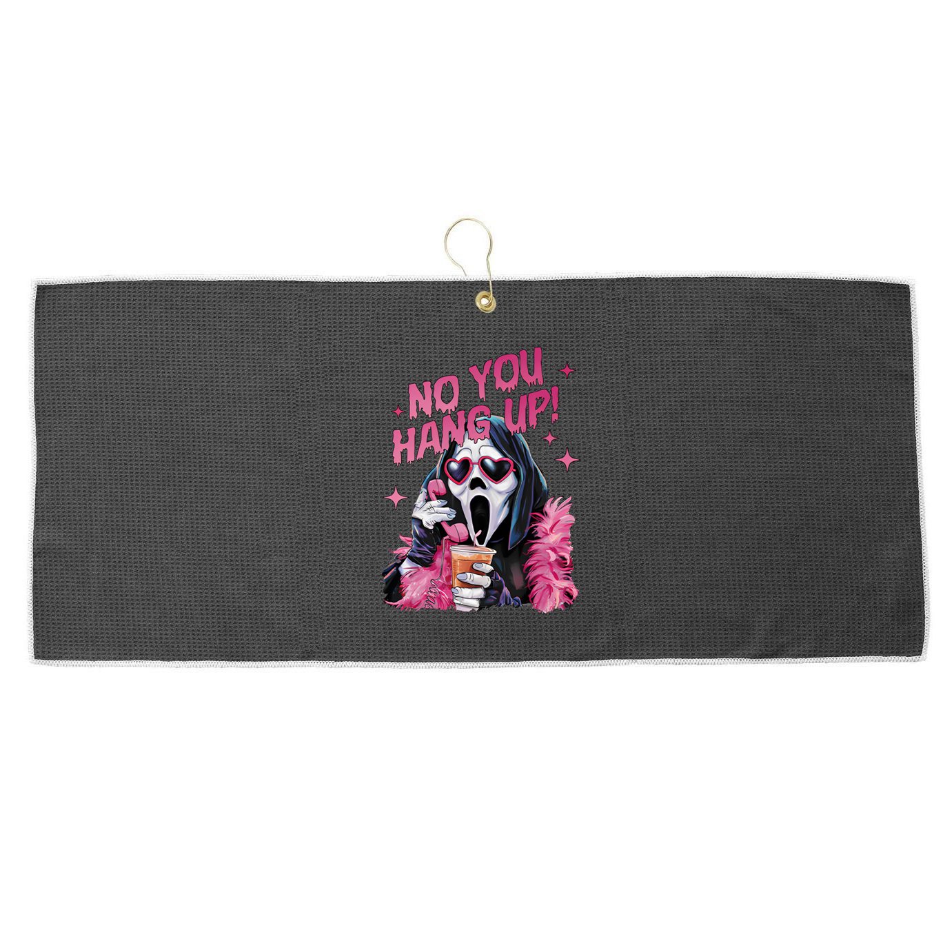 Funny Ghost Calling Halloween No You Hang Up Gift Large Microfiber Waffle Golf Towel