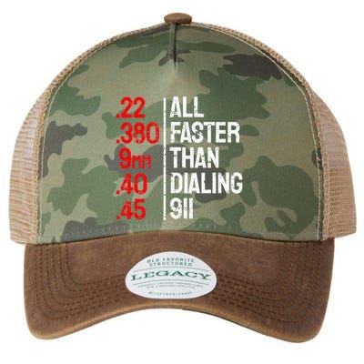 Funny Gun Caliber All Faster Than Dialing 911 Guns Legacy Tie Dye Trucker Hat