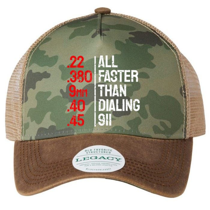 Funny Gun Caliber All Faster Than Dialing 911 Guns Legacy Tie Dye Trucker Hat