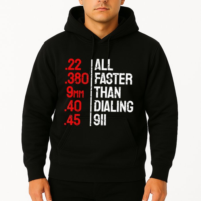 Funny Gun Caliber All Faster Than Dialing 911 Guns Hoodie