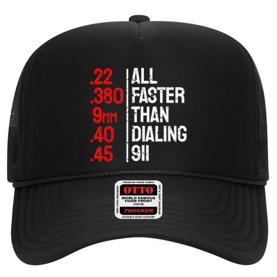 Funny Gun Caliber All Faster Than Dialing 911 Guns Trucker Hat