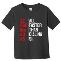 Funny Gun Caliber All Faster Than Dialing 911 Guns Toddler T-Shirt
