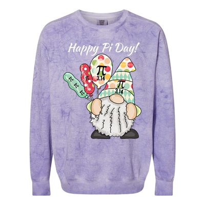 Funny Gnome Celebrating Happy Pi Day Gift Colorblast Crewneck Sweatshirt