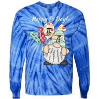 Funny Gnome Celebrating Happy Pi Day Gift Tie-Dye Long Sleeve Shirt