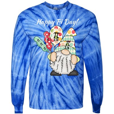 Funny Gnome Celebrating Happy Pi Day Gift Tie-Dye Long Sleeve Shirt