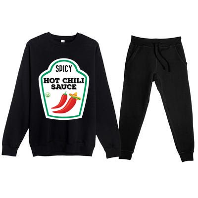 Funny Group Condiments Diy Halloween Costume Hot Chili Sauce Premium Crewneck Sweatsuit Set