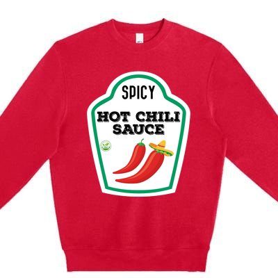 Funny Group Condiments Diy Halloween Costume Hot Chili Sauce Premium Crewneck Sweatshirt