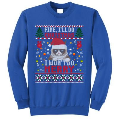 Funny Grumpy Christmas Cat Pun Joke Ugly Xmas Sweater Gift Sweatshirt