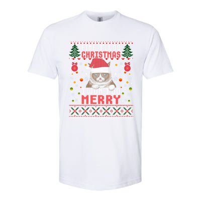 Funny Grumpy Christmas Cat Pun Joke Ugly Xmas Sweater Gift Softstyle® CVC T-Shirt