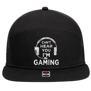 Funny Gamer Can't Hear You I'm Gaming Teens Boy Girl 7 Panel Mesh Trucker Snapback Hat