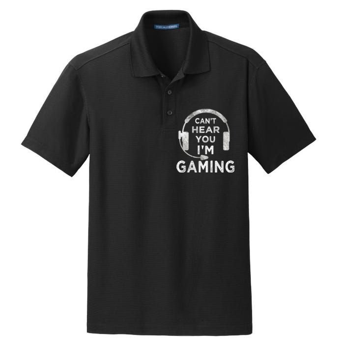 Funny Gamer Can't Hear You I'm Gaming Teens Boy Girl Dry Zone Grid Polo